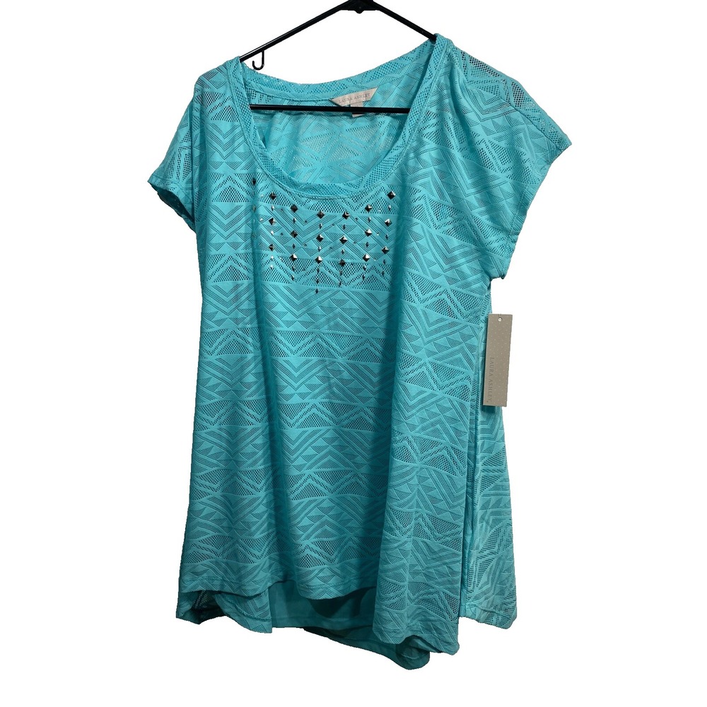 laura ashley womens short sleeve lace top under tank size‎ XL extra large blouse